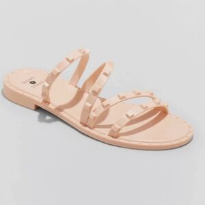 Shade & Shore Liv Jelly Slide Textured Sandals Blush Size 9‎